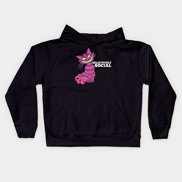 Selectively Social Crazy Cat Purple Kitty Kids Hoodie by Funny Stuff Club